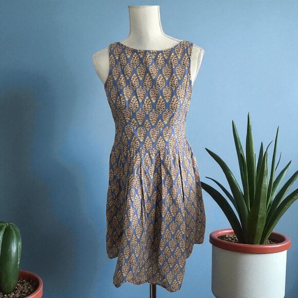 ESHAKTI Multicolor Leaf Print A Line Dress Size 2 - Picture 1 of 8